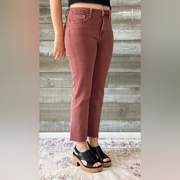 lovervet denim tummy control wine straight leg crop jeans raw hem LV1200WI 26 - Picture 7 of 16